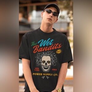 The Wet Bandits Power Supply Co Home Alone Marv Harry Funny Graphic Tee Shirt XL